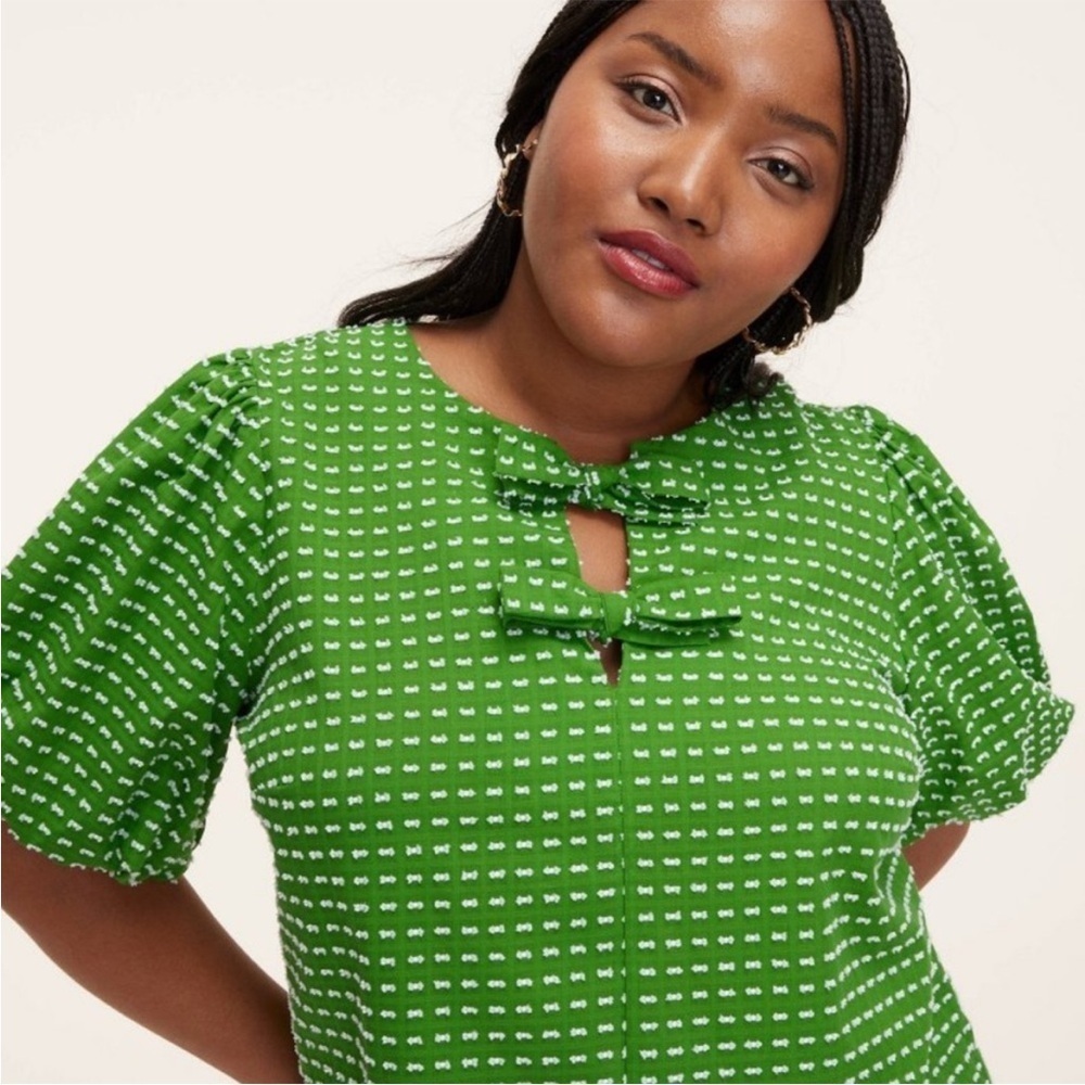 Kate Spade x Target Green/White Puff Sleeve Top Size XXS NWT - Picture 4 of 12